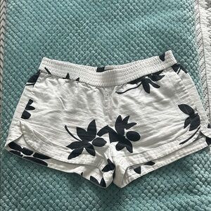 J. Crew Black and White Floral Athletic Shorts